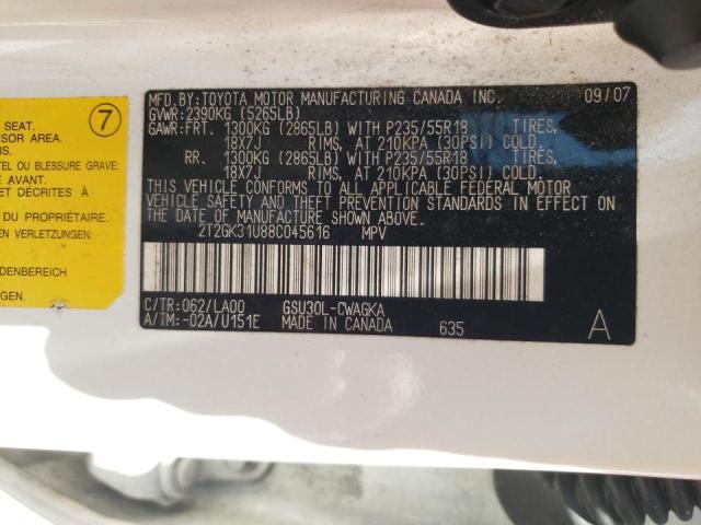 Photo 10 from auction – 2008 LEXUS RX 350 with VIN 2T2GK31U88C045616