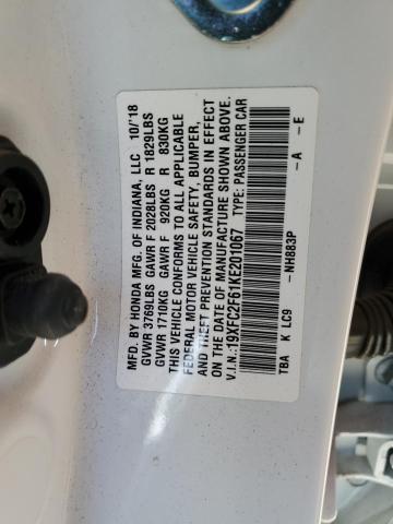 Photo 10 from auction – 2019 HONDA CIVIC LX with VIN 19XFC2F61KE201067