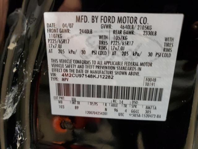 Photo 10 from auction – 2008 MERCURY MARINER PR with VIN 4M2CU97148KJ12282
