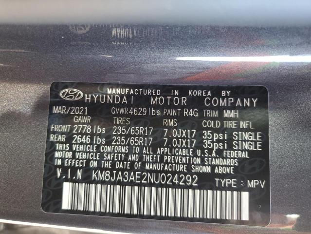 Photo 10 from auction – 2022 HYUNDAI TUCSON SE with VIN KM8JA3AE2NU024292