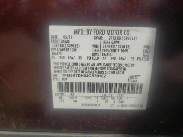 Photo 10 from auction – 2018 FORD EXPLORER X with VIN 1FM5K7DH0JGB89102