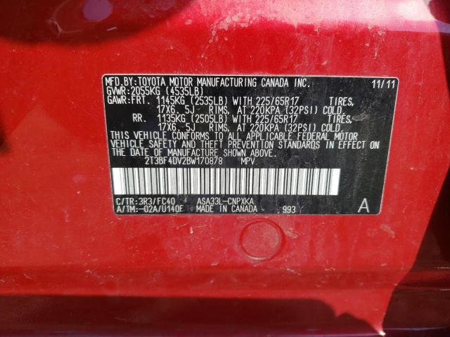 Photo 10 from auction – 2011 TOYOTA RAV4 with VIN 2T3BF4DV2BW170878