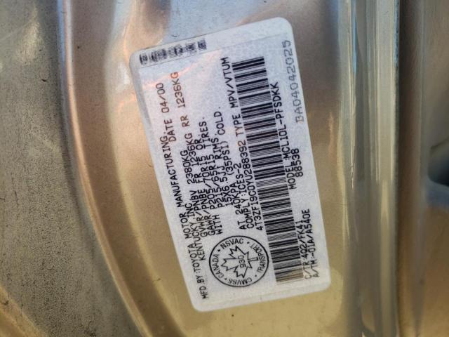 Photo 10 from auction – 2000 TOYOTA SIENNA with VIN 4T3ZF19C0YU288392