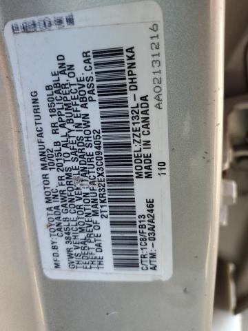 Photo 10 from auction – 2003 TOYOTA COROLLA MA with VIN 2T1KR32EX3C094052