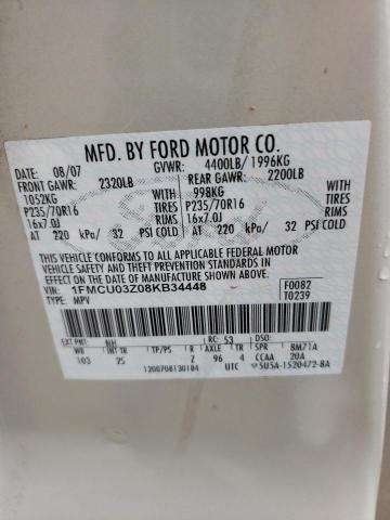 Photo 10 from auction – 2008 FORD ESCAPE with VIN 1FMCU03Z08KB34448