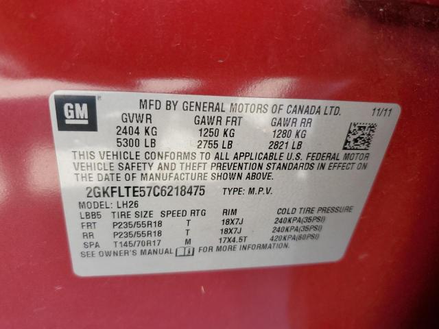 Photo 10 from auction – 2012 GMC TERRAIN SL with VIN 2GKFLTE57C6218475
