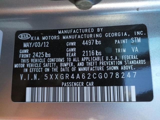 Photo 10 from auction – 2012 KIA OPTIMA SX with VIN 5XXGR4A62CG078247