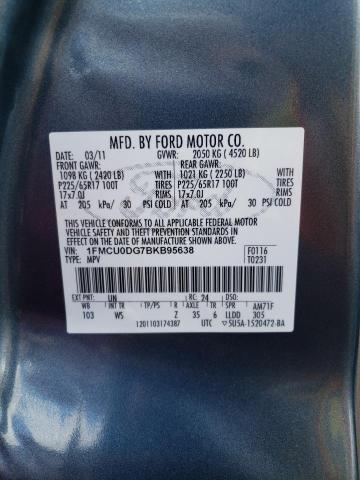 Photo 10 from auction – 2011 FORD ESCAPE XLT with VIN 1FMCU0DG7BKB95638