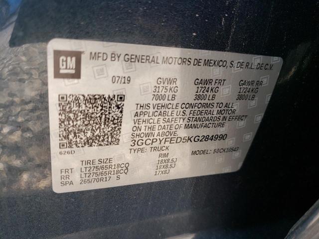 Photo 10 from auction – 2019 CHEVROLET SILVERADO with VIN 3GCPYFED5KG284990