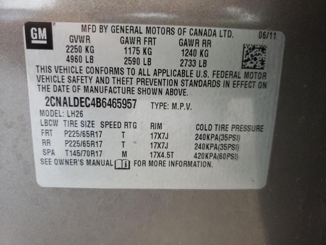 Photo 10 from auction – 2011 CHEVROLET EQUINOX LT with VIN 2CNALDEC4B6465957