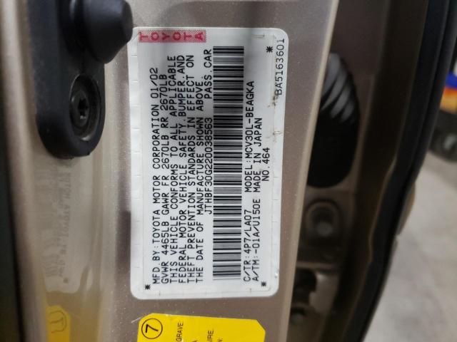 Photo 10 from auction – 2002 LEXUS ES 300 with VIN JTHBF30G220038563