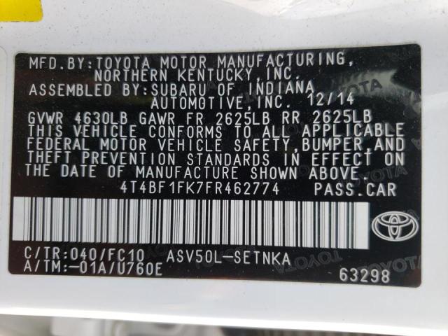 Photo 10 from auction – 2015 TOYOTA CAMRY LE with VIN 4T4BF1FK7FR462774