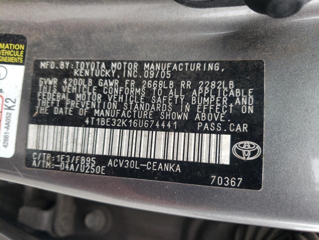 Photo 10 from auction – 2006 TOYOTA CAMRY LE with VIN 4T1BE32K16U674441