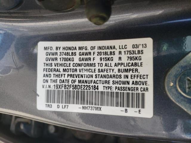 Photo 10 from auction – 2013 HONDA CIVIC LX with VIN 19XFB2F58DE225184