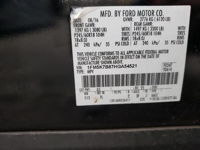Photo 10 from auction – 2017 FORD EXPLORER with VIN 1FM5K7B87HGA54521