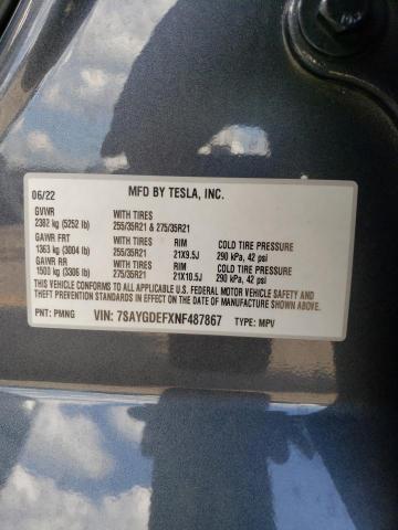 Photo 10 from auction – 2022 TESLA MODEL Y with VIN 7SAYGDEFXNF487867