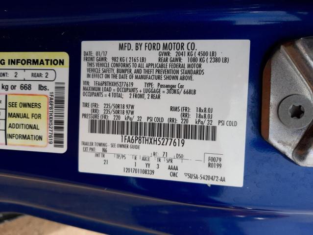 Photo 10 from auction – 2017 FORD MUSTANG with VIN 1FA6P8THXH5277619