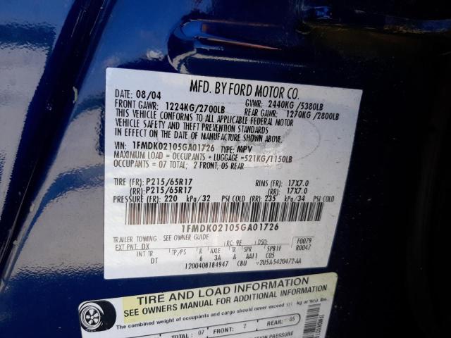 Photo 10 from auction – 2005 FORD FREESTYLE with VIN 1FMDK02105GA01726