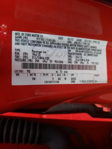 Photo 10 from auction – 2012 FORD FOCUS SEL with VIN 1FAHP3M23CL372226