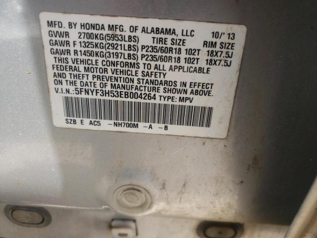 Photo 10 from auction – 2014 HONDA PILOT EXL with VIN 5FNYF3H53EB004264