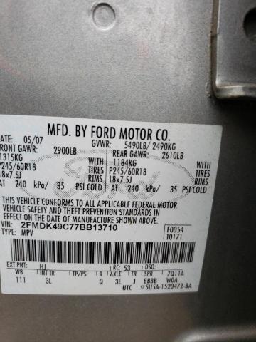 Photo 10 from auction – 2007 FORD EDGE SEL P with VIN 2FMDK49C77BB13710