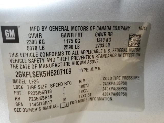 Photo 10 from auction – 2017 GMC TERRAIN SL with VIN 2GKFLSEK5H6207109