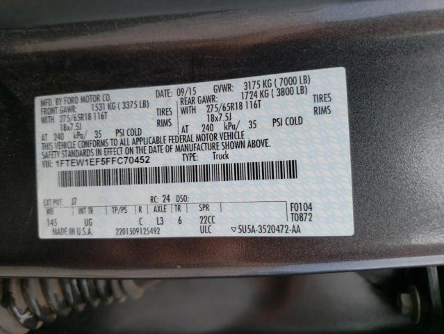 Photo 10 from auction – 2015 FORD F150 SUPER with VIN 1FTEW1EF5FFC70452
