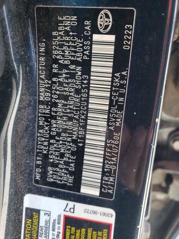 Photo 10 from auction – 2012 TOYOTA CAMRY with VIN 4T1BF1FK2CU165143