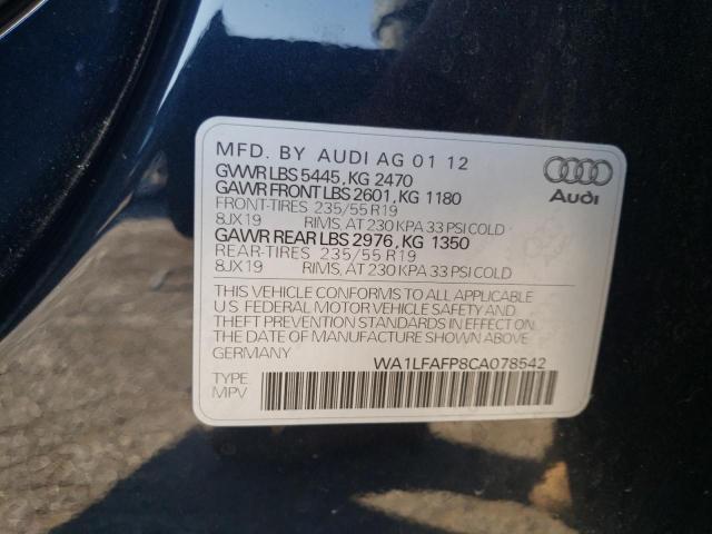 Photo 10 from auction – 2012 AUDI Q5 PREMIUM with VIN WA1LFAFP8CA078542