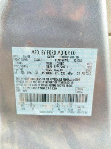 Photo 10 from auction – 2008 FORD ESCAPE XLT with VIN 1FMCU03178KE76120