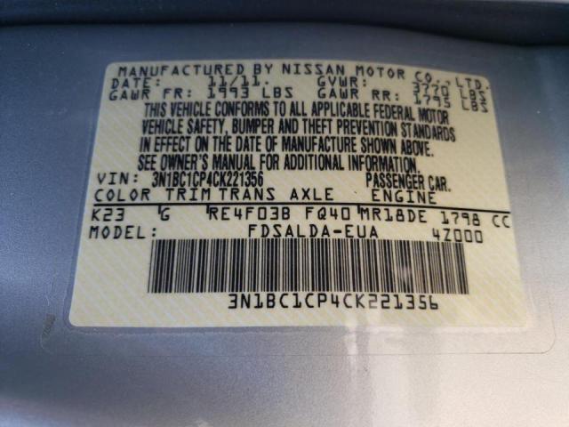 Photo 10 from auction – 2012 NISSAN VERSA S with VIN 3N1BC1CP4CK221356