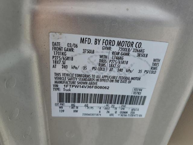 Photo 10 from auction – 2006 FORD F150 SUPER with VIN 1FTPW14V36FB08062