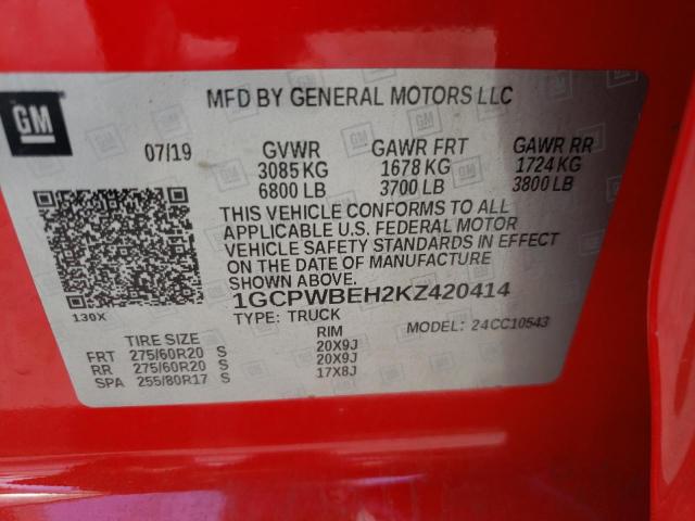 Photo 10 from auction – 2019 CHEVROLET silverado with VIN 1GCPWBEH2KZ420414