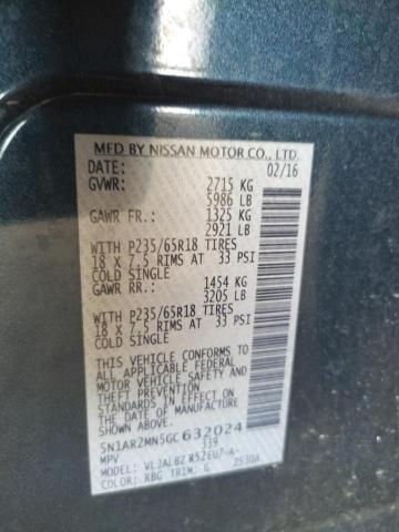 Photo 10 from auction – 2016 NISSAN PATHFINDER with VIN 5N1AR2MN5GC632024
