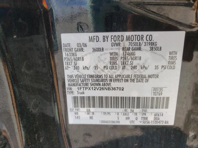 Photo 10 from auction – 2006 FORD F150 with VIN 1FTPX12V26NB36702