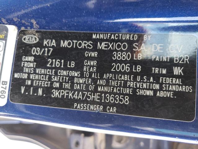 Photo 10 from auction – 2017 KIA FORTE LX with VIN 3KPFK4A75HE136358