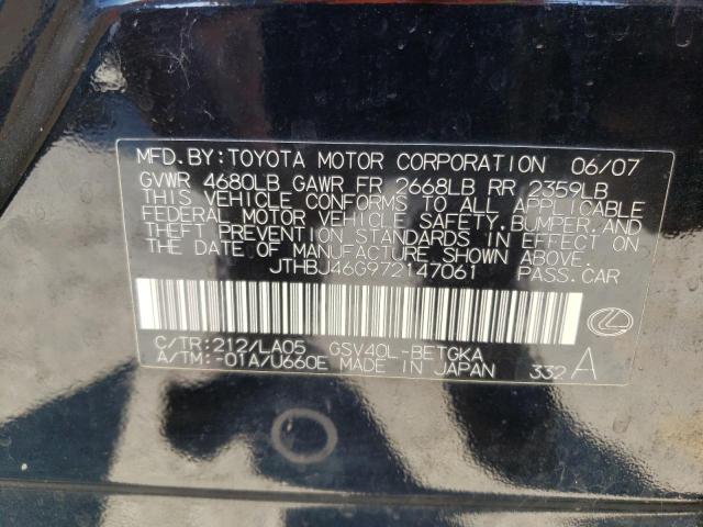 Photo 10 from auction – 2007 LEXUS ES 350 with VIN JTHBJ46G972147061