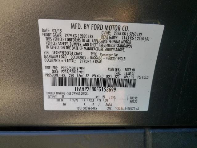Photo 10 from auction – 2015 FORD TAURUS SEL with VIN 1FAHP2E80FG153699