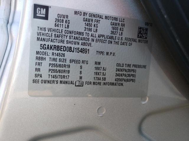 Photo 10 from auction – 2011 BUICK ENCLAVE CX with VIN 5GAKRBED0BJ154891