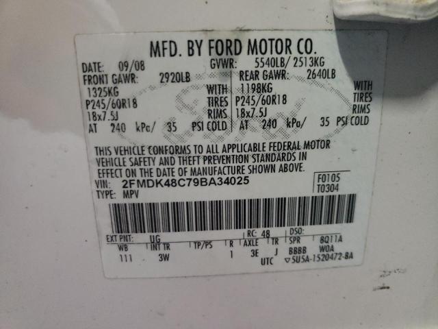 Photo 10 from auction – 2009 FORD EDGE SEL with VIN 2FMDK48C79BA34025