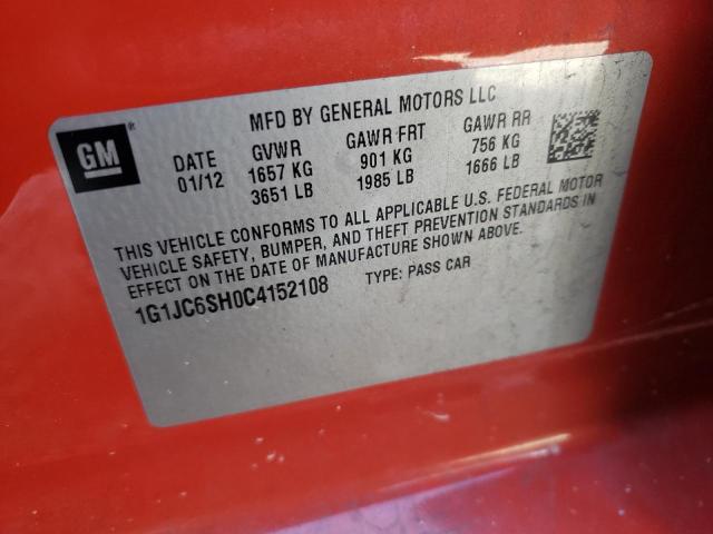 Photo 10 from auction – 2012 CHEVROLET SONIC LT with VIN 1G1JC6SH0C4152108