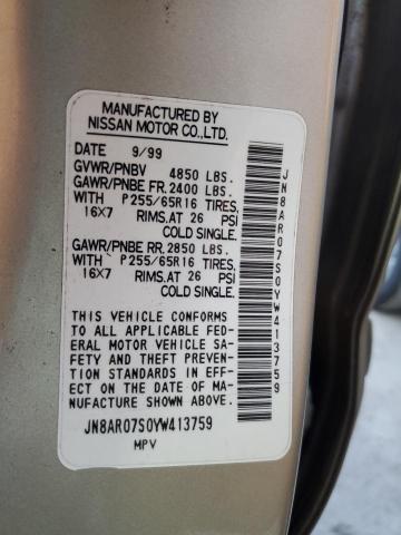 Photo 10 from auction – 2000 NISSAN PATHFINDER with VIN JN8AR07S0YW413759