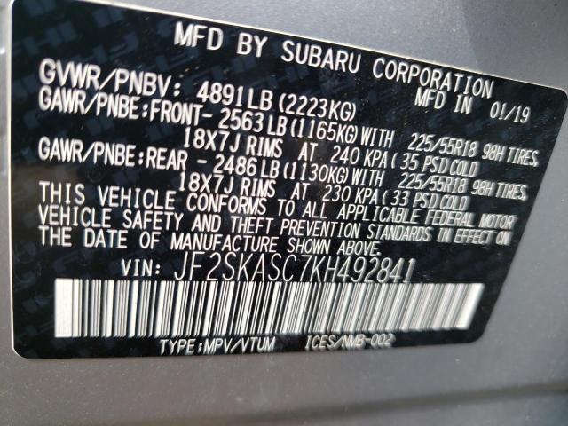 Foto 10 de la subasta – 2019 SUBARU FORESTER L con VIN JF2SKASC7KH492841