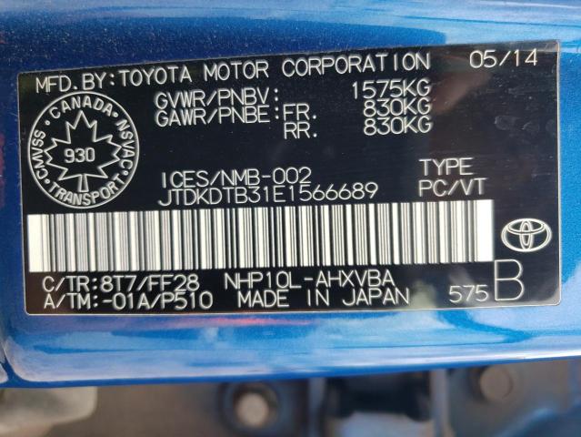 Photo 10 from auction – 2014 TOYOTA PRIUS C with VIN JTDKDTB31E1566689
