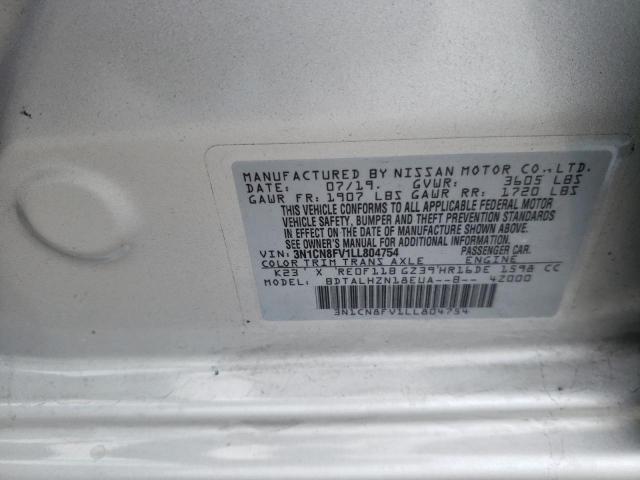 Photo 10 from auction – 2020 NISSAN VERSA SR with VIN 3N1CN8FV1LL804754
