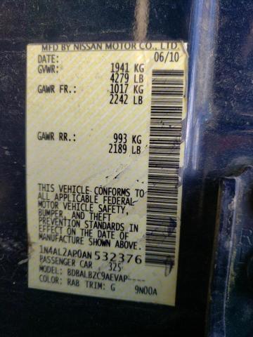 Photo 10 from auction – 2010 NISSAN ALTIMA BAS with VIN 1N4AL2AP0AN532376