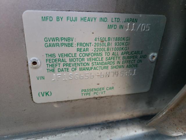 Photo 10 from auction – 2006 SUBARU FORESTER 2 with VIN JF1SG65696H745351