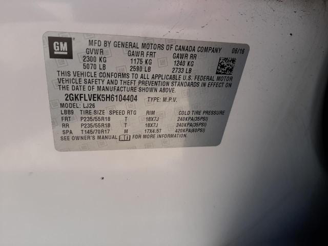 Photo 10 from auction – 2017 GMC TERRAIN DE with VIN 2GKFLVEK5H6104404