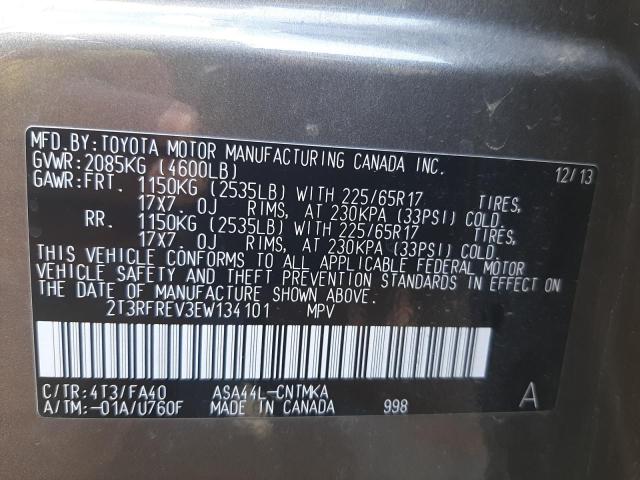 Photo 10 from auction – 2014 TOYOTA RAV4 XLE with VIN 2T3RFREV3EW134101
