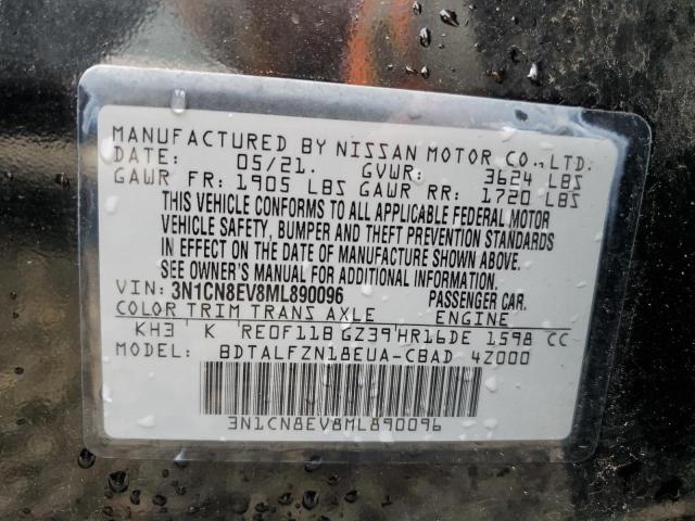 Photo 10 from auction – 2021 NISSAN VERSA SV with VIN 3N1CN8EV8ML890096